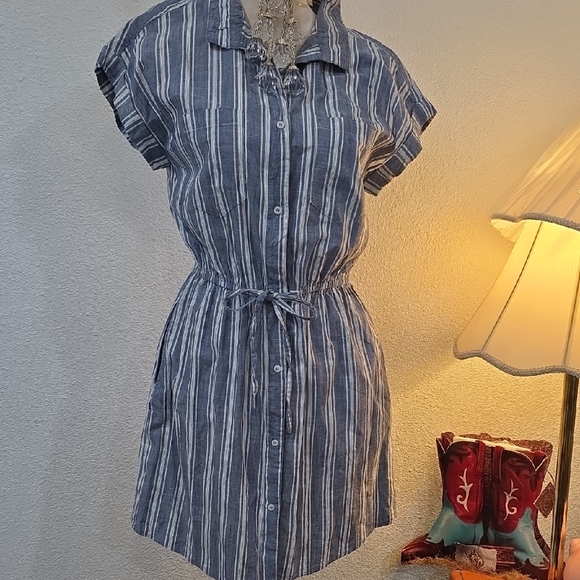 Japna Dresses & Skirts - Japne Dress Fun And Comfortable Blue And White Stripe Cotton Rayon Blend Large